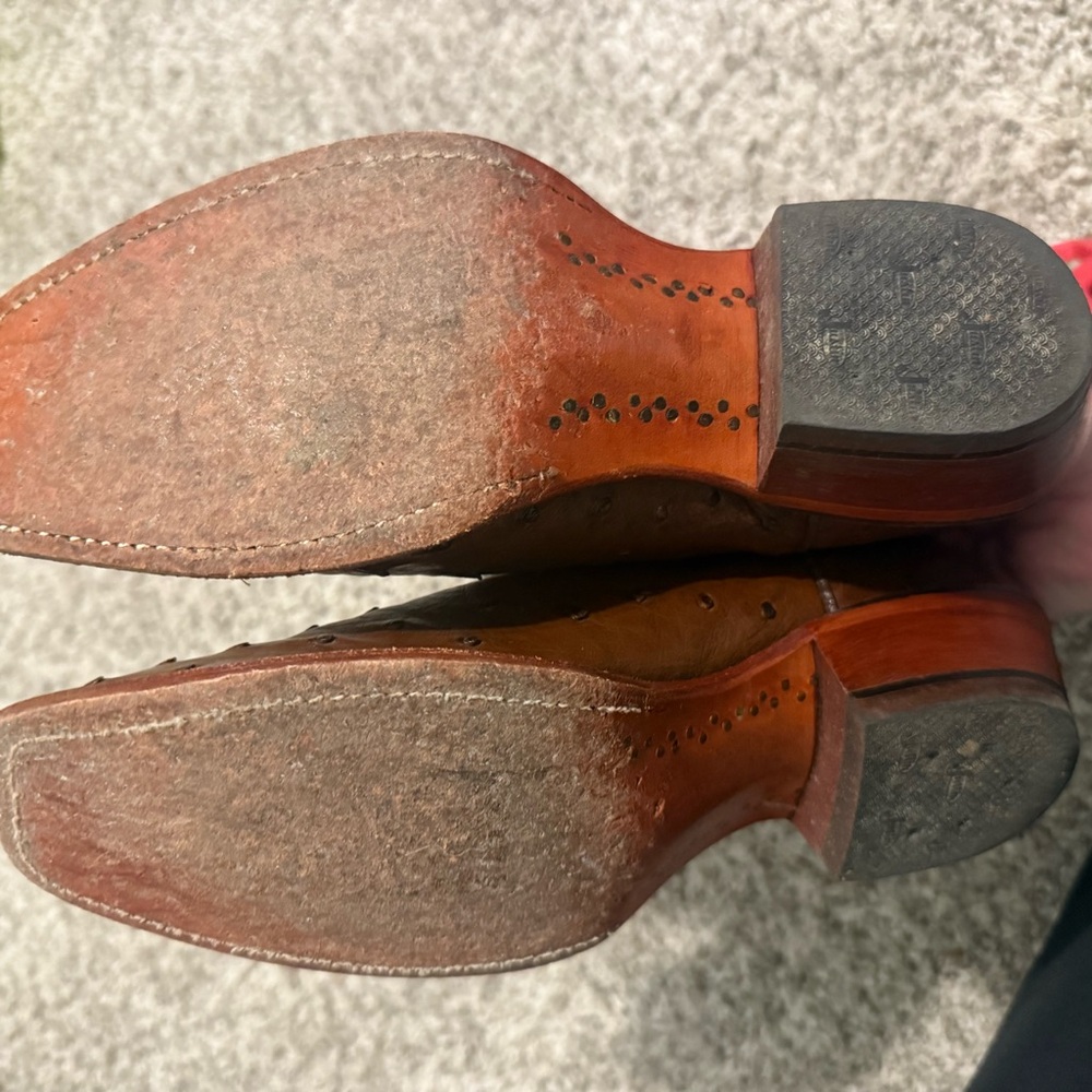 Justin Men Style 3237 Full Quill Ostrich Blue Western Boots 7.5B Right/8C Left - Picture 4 of 8